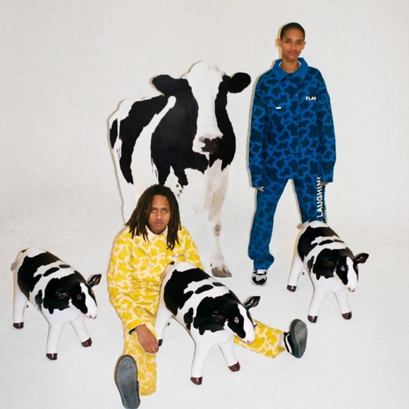 FLAN Labs Find The Farm Blue Cow Print Camouflage Canvas Jacket - Picture 11 of 11